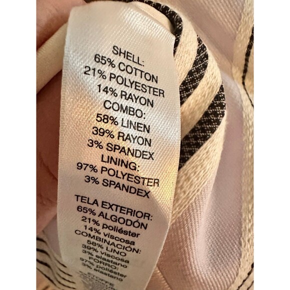 White House Black Market Dress Linen Cotton Striped With Pockets Size 4 NWT - Picture 5 of 11